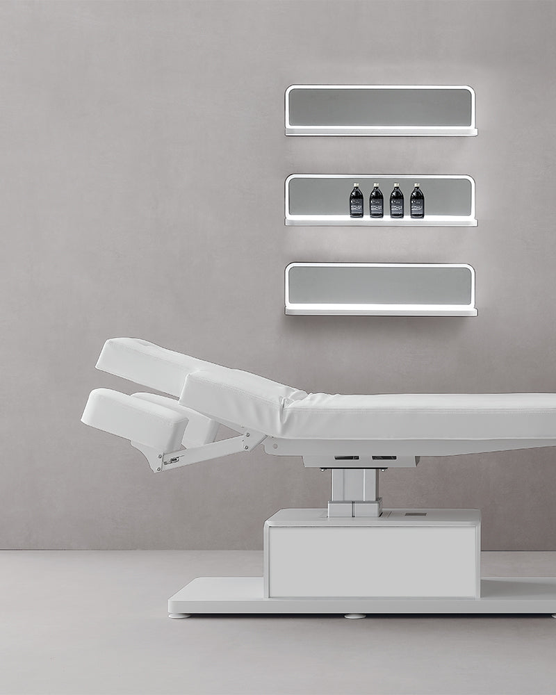 The Ben - White massage treatment table - with motor - with adjustable armrests